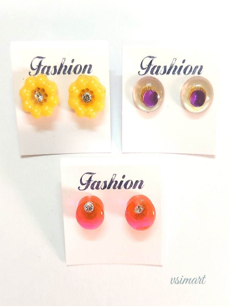Resin Money Saver Combo Stud Earrings  (3Set)