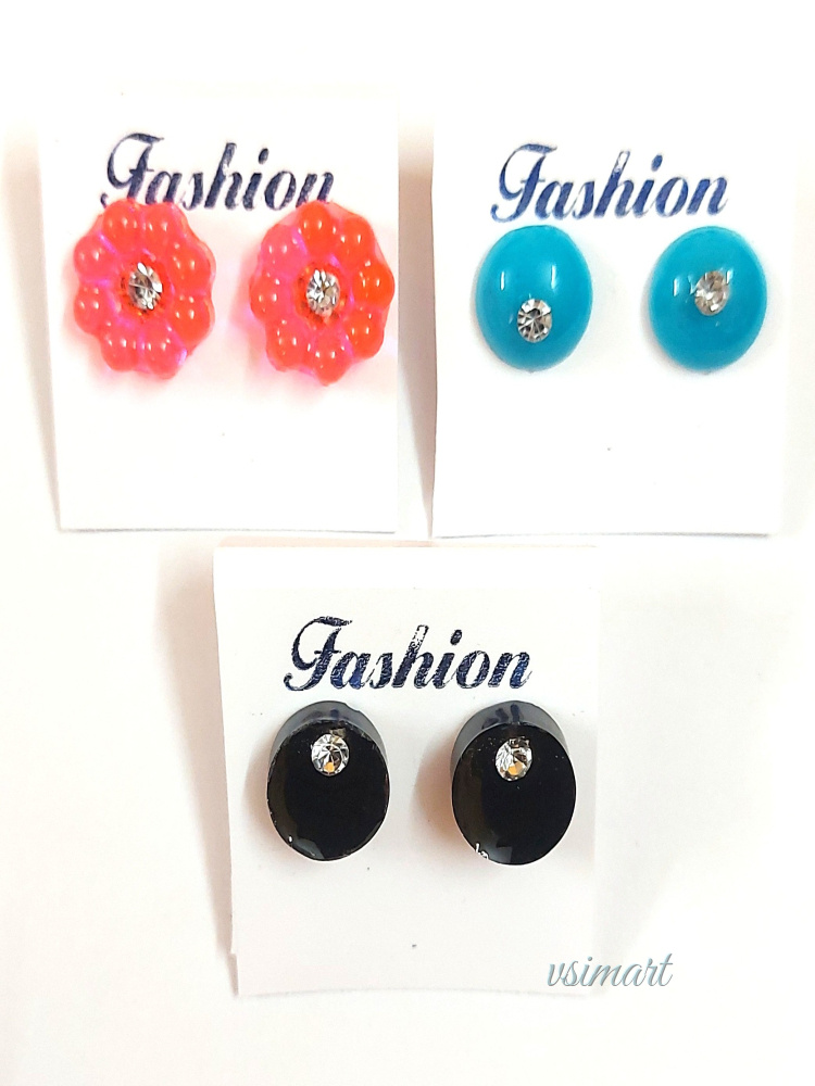 Resin Combo Offer Money Saver Pack Stud Earrings (3Pairs)