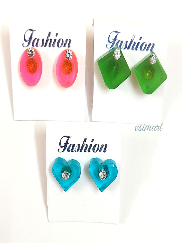 Resin Money Saver Combo Offer Stud Earrings (5Pairs)