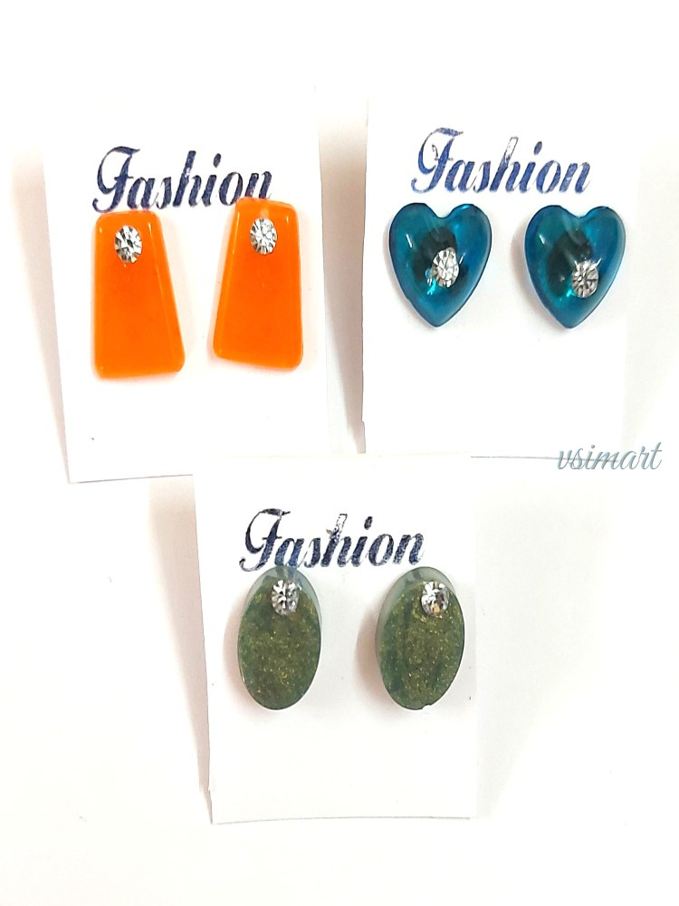 Resin Money Saver Combo Offer Stud Earrings (3Pairs)