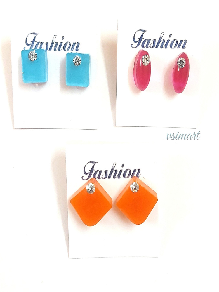 Resin Money Saver Combo Offer Stud Earrings (3Pairs)