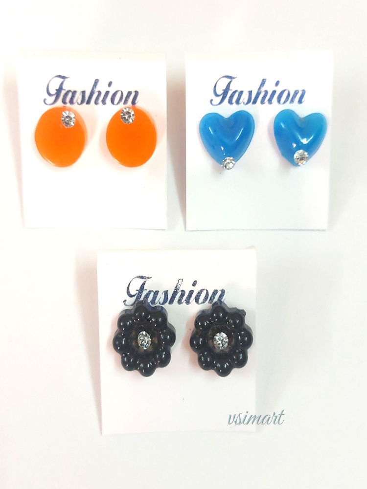 Resin Money Saver Combo Offer Stud Earrings (3Pairs)