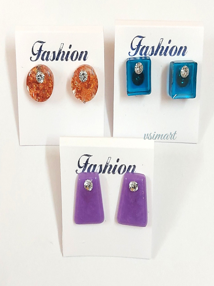 Resin Money Saver Combo Offer Stud Earrings (3Pairs)