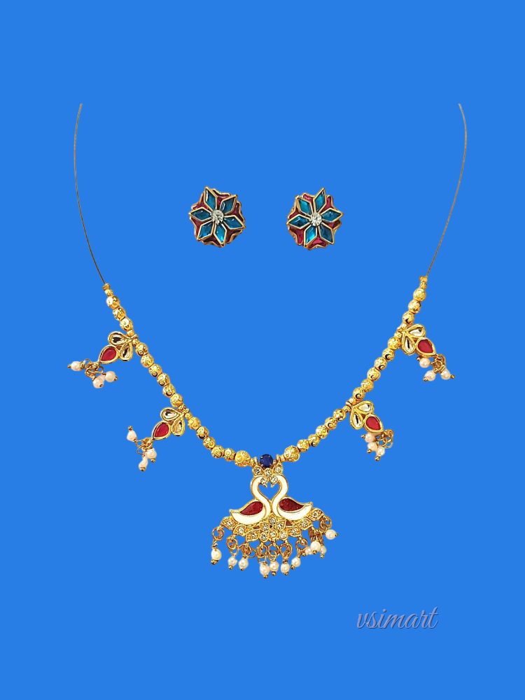 Invisible Necklace Annam Dollar Set with Earrings (1Set)